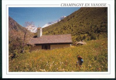 Vykort Champagny le Haut Kapell i Friburge