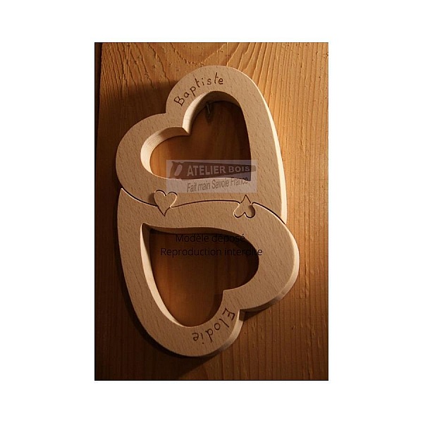 hj&auml;rtan pussel, br&ouml;llopsdekoration i tr&auml;, valentinsdag, handgjord