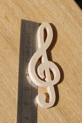 Figurine treble clef ht 6cm dekoration musik tema handgjord massivt trä utsmyckning scrapbooking