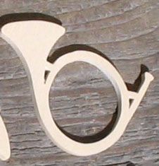 Figurin jakt horn tjocklek 3mm dekoration bord jakt trä massivt lönn handgjord
