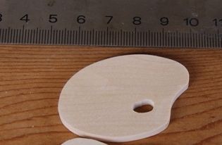 miniatyrfigur målarens palett i massivt lönnträ, 3 mm tjock, att dekorera, att limma, handgjord scrapbooking utsmyckning