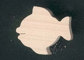 Fiskfigur i trä 2,5 x 3 cm, handgjord, att måla