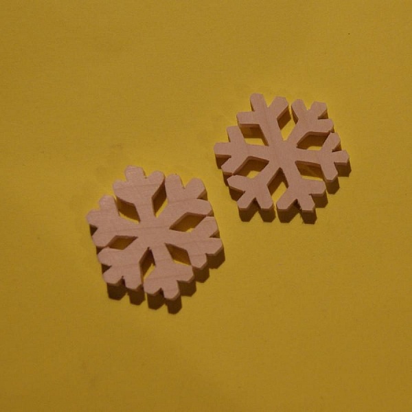 6 grenar sn&ouml;flinga, juldekoration, att dekorera, massivt tr&auml;, l&ouml;nn