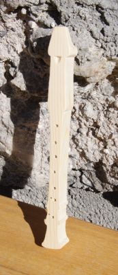 Träblockflöjt 15cm, handgjord, dekoration, flöjtpresent