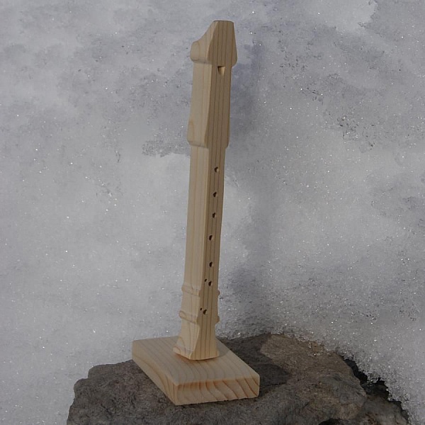 Massivt tr&auml; blockfl&ouml;jt ht 20 cm handgjord inredning musik g&aring;va fl&ouml;jtist