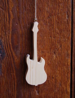 Trä elgitarr ht 20cm musikdekoration, musiker present, handgjord
