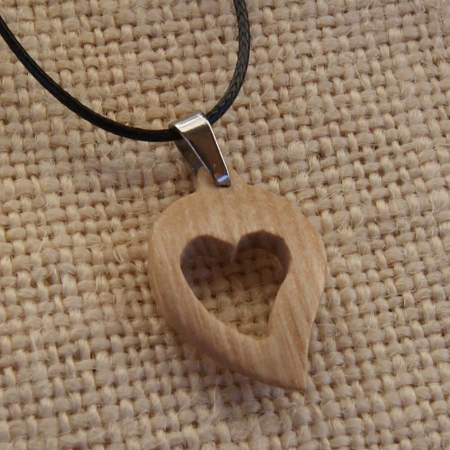 Ash wood heart set, örhängen och hängande gåva, naturens valentinsdag