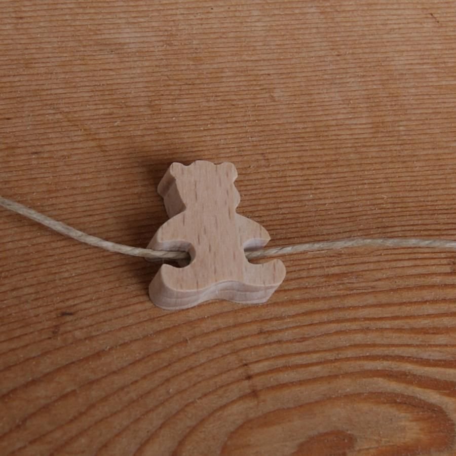 träpärla teddybjörn H för att dekorera halsband för barn