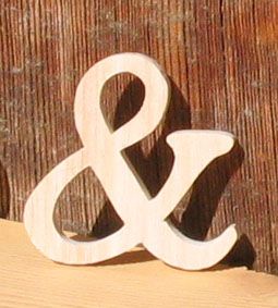 skylt och, massivt trä ampersand att hålla fast på, handgjord, scrapbook utsmyckning, deco