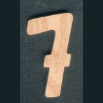 Nummer 7 i asketrä, höjd 5 cm, att klistra på, skyltning