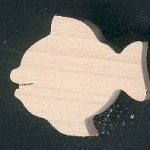 Fiskfigur i trä 2,5 x 3 cm, handgjord, att måla