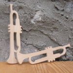 3mm massiv lönn trumpet figur, handsnidad, dekorativ miniatyr, musik scrapbooking utsmyckning