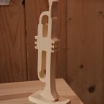 Lång trätrumpet 20cm, gran, musikalisk dekoration, gåva till trumpetspelare, handgjord