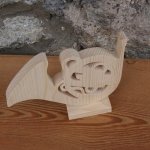 trä horn monterad på en bas dekoration, handgjord bröllop centerpiece original gåva horn spelare