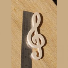 Figurine treble clef ht 6cm dekoration musik tema handgjord massivt trä utsmyckning scrapbooking