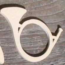 Figurin jakt horn tjocklek 3mm dekoration bord jakt trä massivt lönn handgjord
