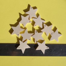 Miniatyrstjärna med 5 genomborrade grenar, juldekoration att dekorera och hänga upp, massivt trä.