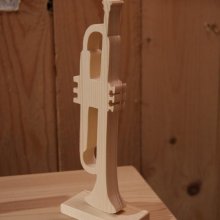 Lång trätrumpet 20cm, gran, musikalisk dekoration, gåva till trumpetspelare, handgjord