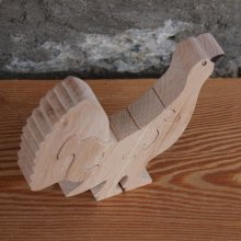 Träpussel med björnspillning, handgjord av massivt bokträ, bergsdjur