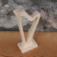 harpa monterad på bas bröllopsdekoration centrumbild musik handgjord massivt trä harpist gåva